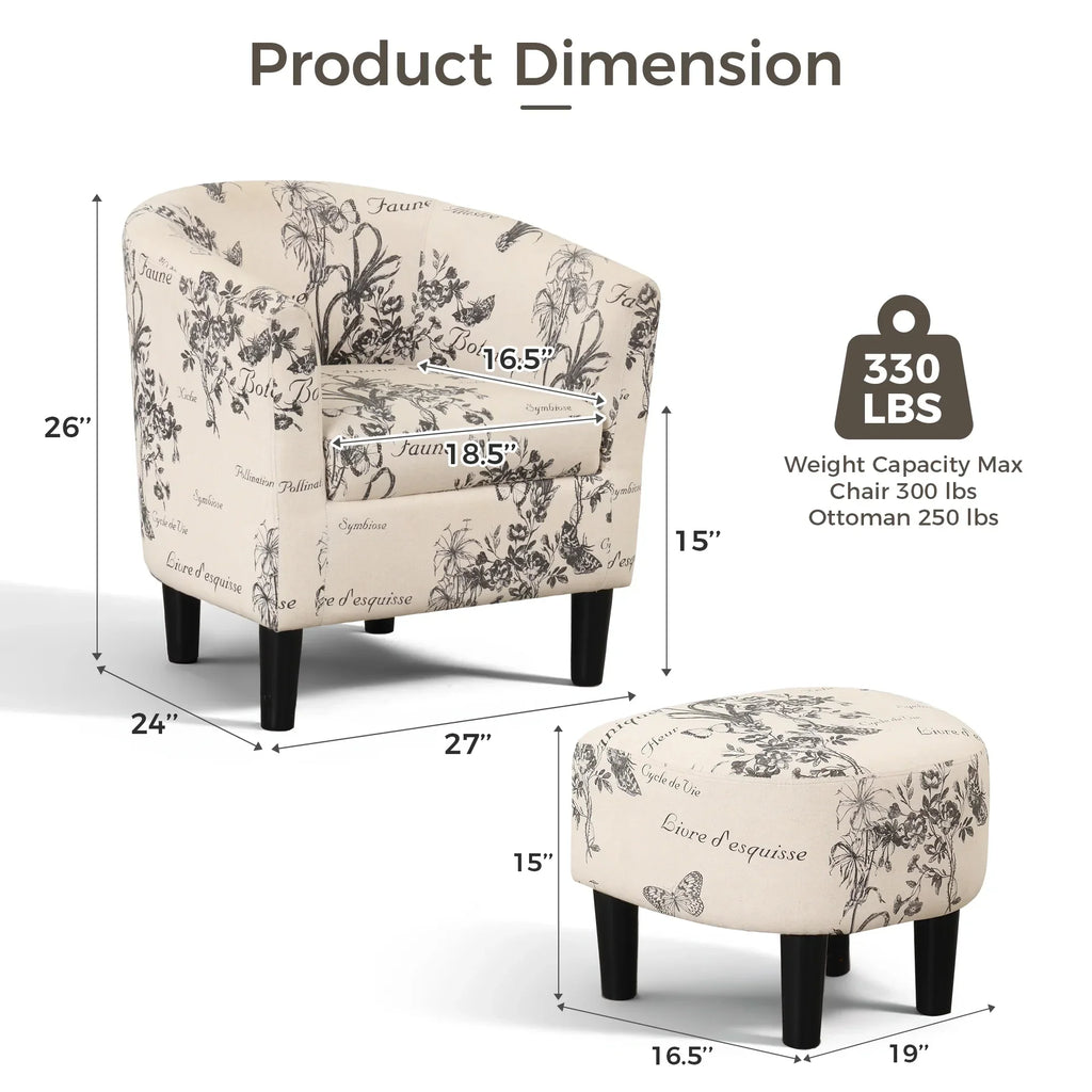 2026 NewBonzy Home Velvet Accent Chair with Ottoman for Living Room,Beige