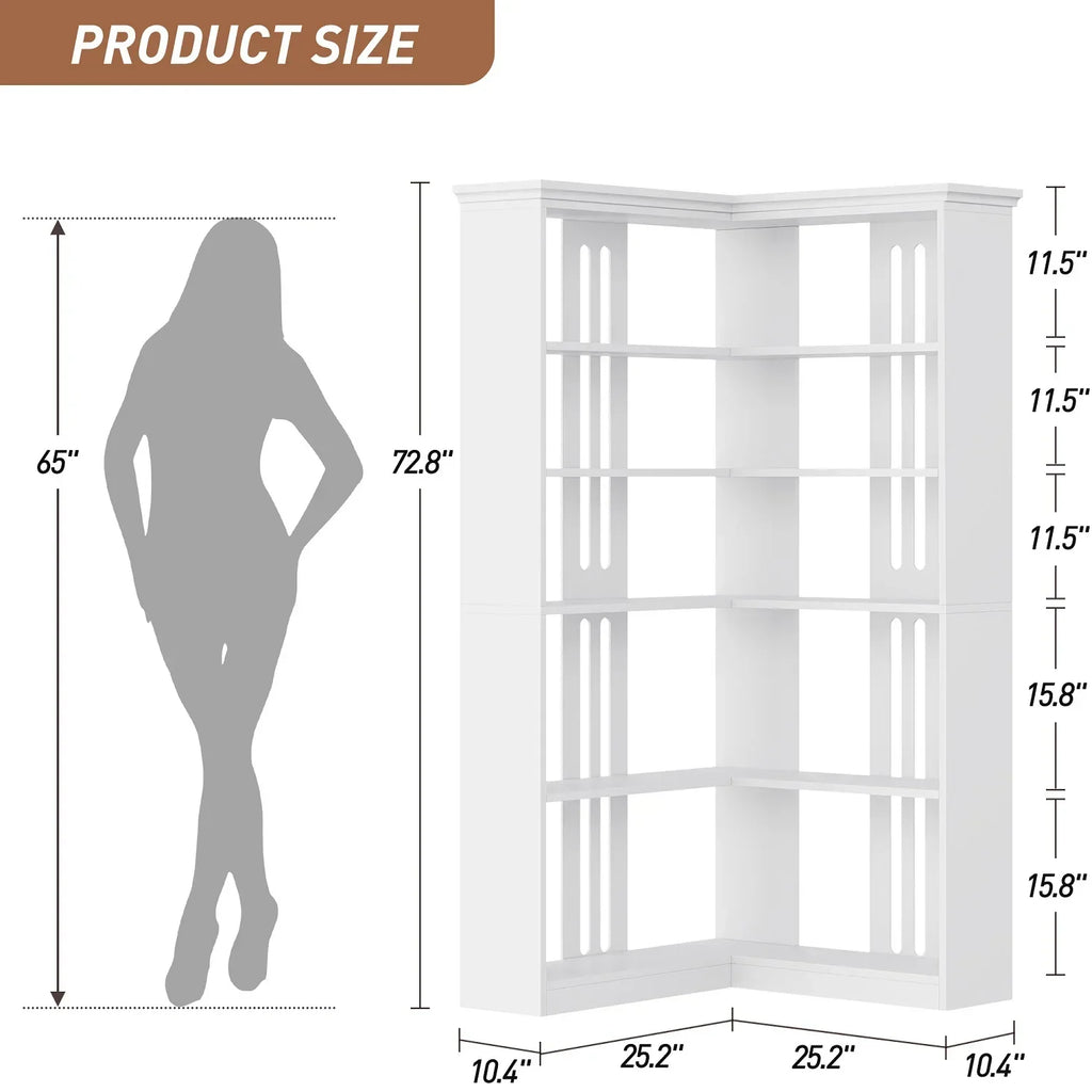 2026 NewEuKer 5 Tier Corner Bookcase, L-Shaped Bookshelf with Large Storage Capacity for Living Room, Bedroom, Office (Half Panel, Retro Brown)