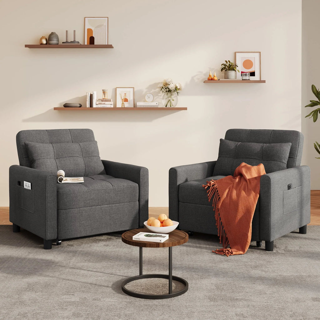 2026 NewSofa Bed, Lofka 3-in-1 Convertible Sleeper Sofa with Storage, Adjustable Backrest & Pull Out Function - Sleeper Chair for Small Space, Apartment, Dark Grey