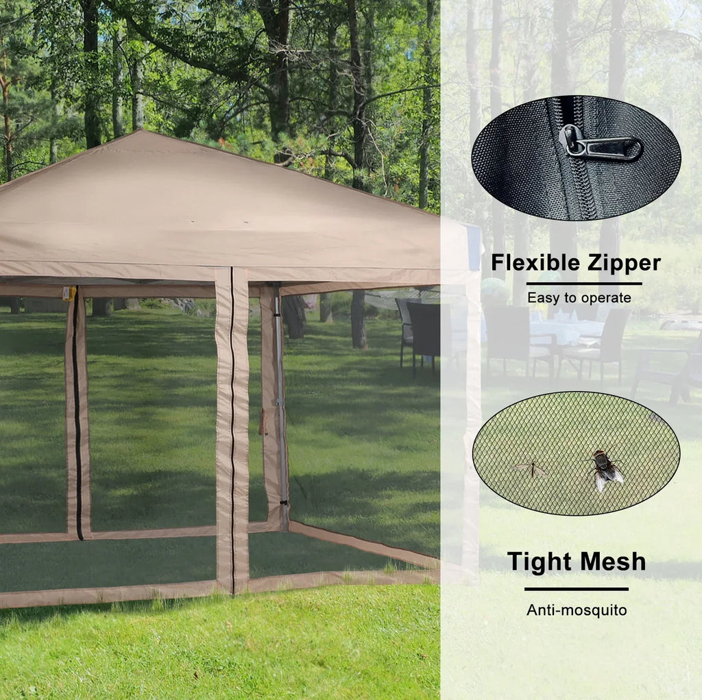 2026 NewAoodor 12'x12' Pop Up Canopy with Removable Mesh Sidewalls, Outdoor Portable Instant Shelter Tent-Black