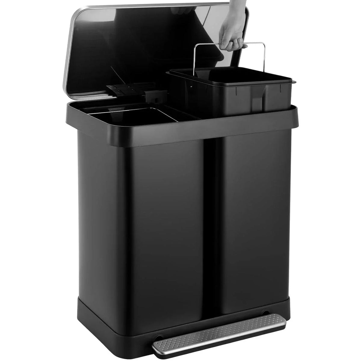 2026 NewArlopu 16 Gallon / 60L Dual Trash Can, Stainless Steel Kitchen Garbage Can with Soft-Close Lid, Home Office Classified Recycle Bin