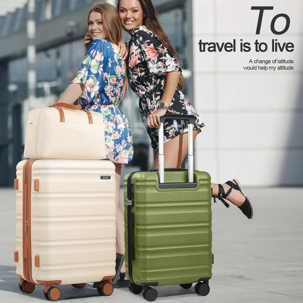 2026 NewMIUSSE Luggage Sets 3 Piece, 20 Inch Carry On Luggage with Wheels, 100% PC Hardshell Suitcase with TSA Lock, Carry On Suitcases Airline Approved With Travel Backpack for Men Women