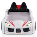 2026 NewFurniture of America Dash Kids Plastic Twin Race Car Bed with LED and Sound, White