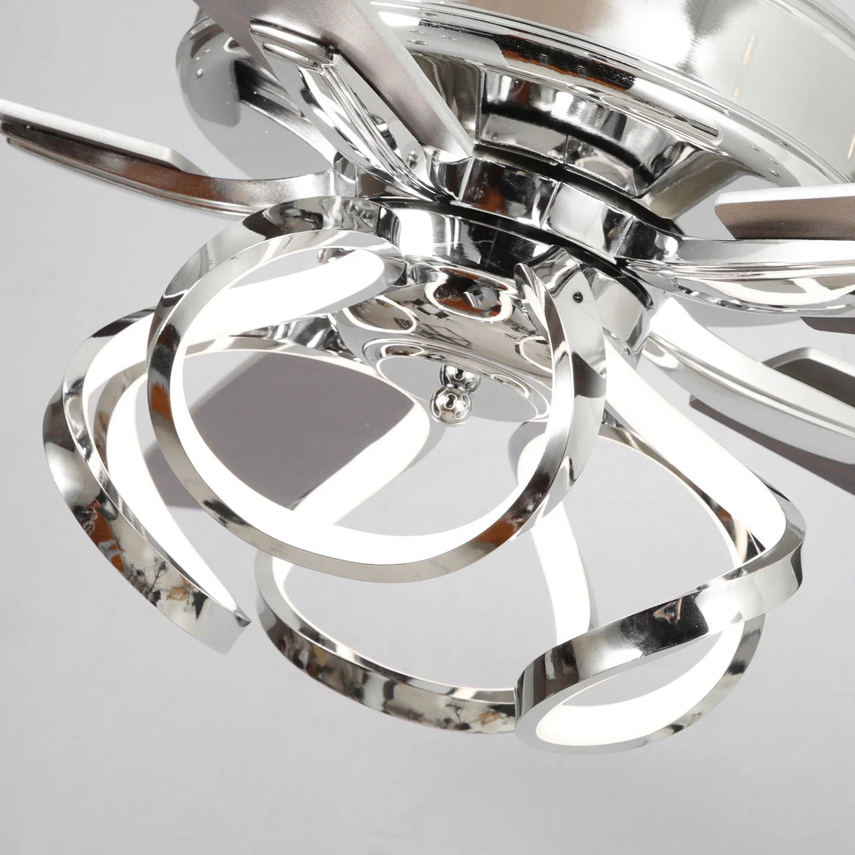 2026 NewParrot Uncle 52-Inch Contemporary Chrome Ceiling Fan with Integrated LED Lights and Remote Control