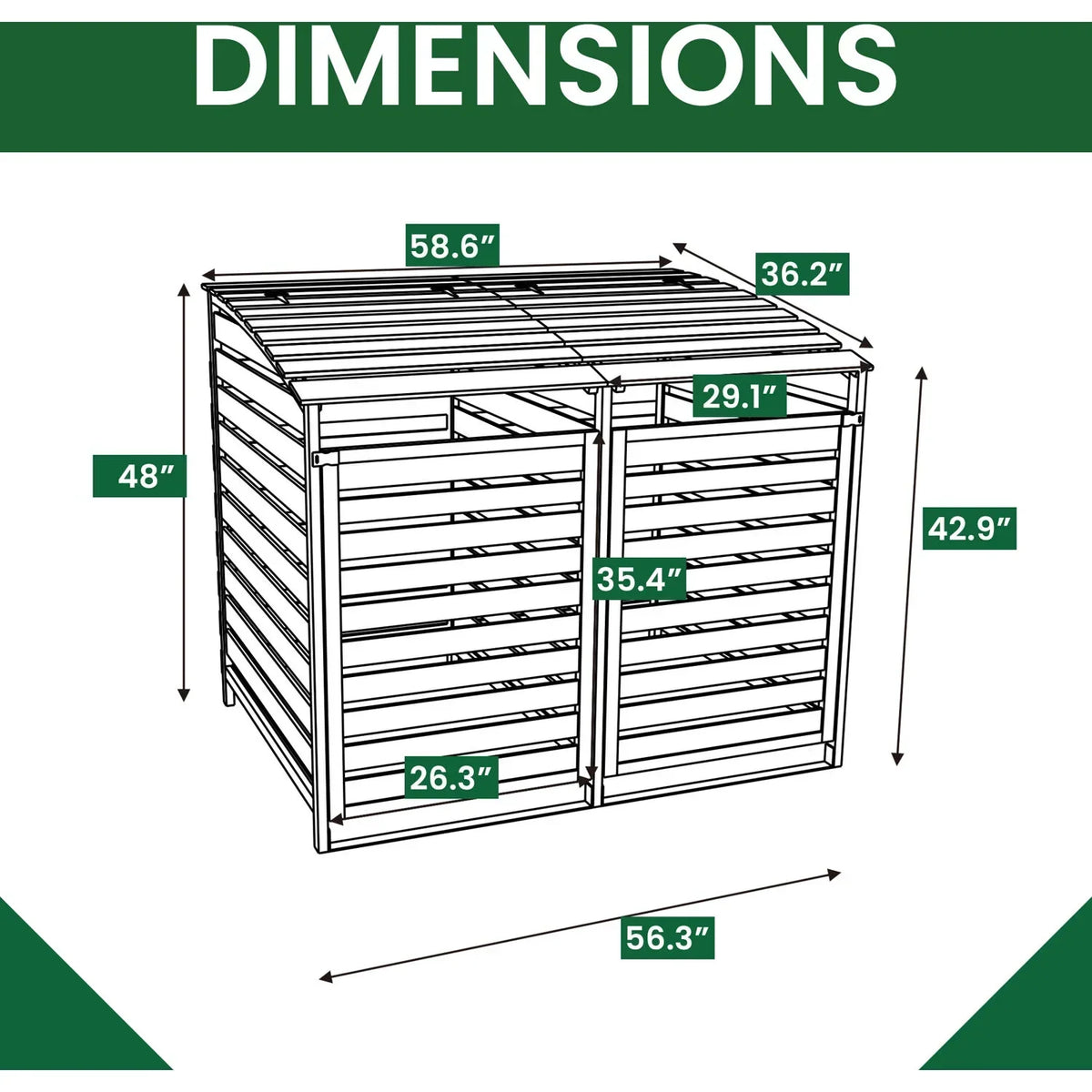 2026 NewHanover Outdoor 4.9 ft. x 4 ft. Wooden Trash Bin and Recyclables Storage Shed - HANWS0103-NAT