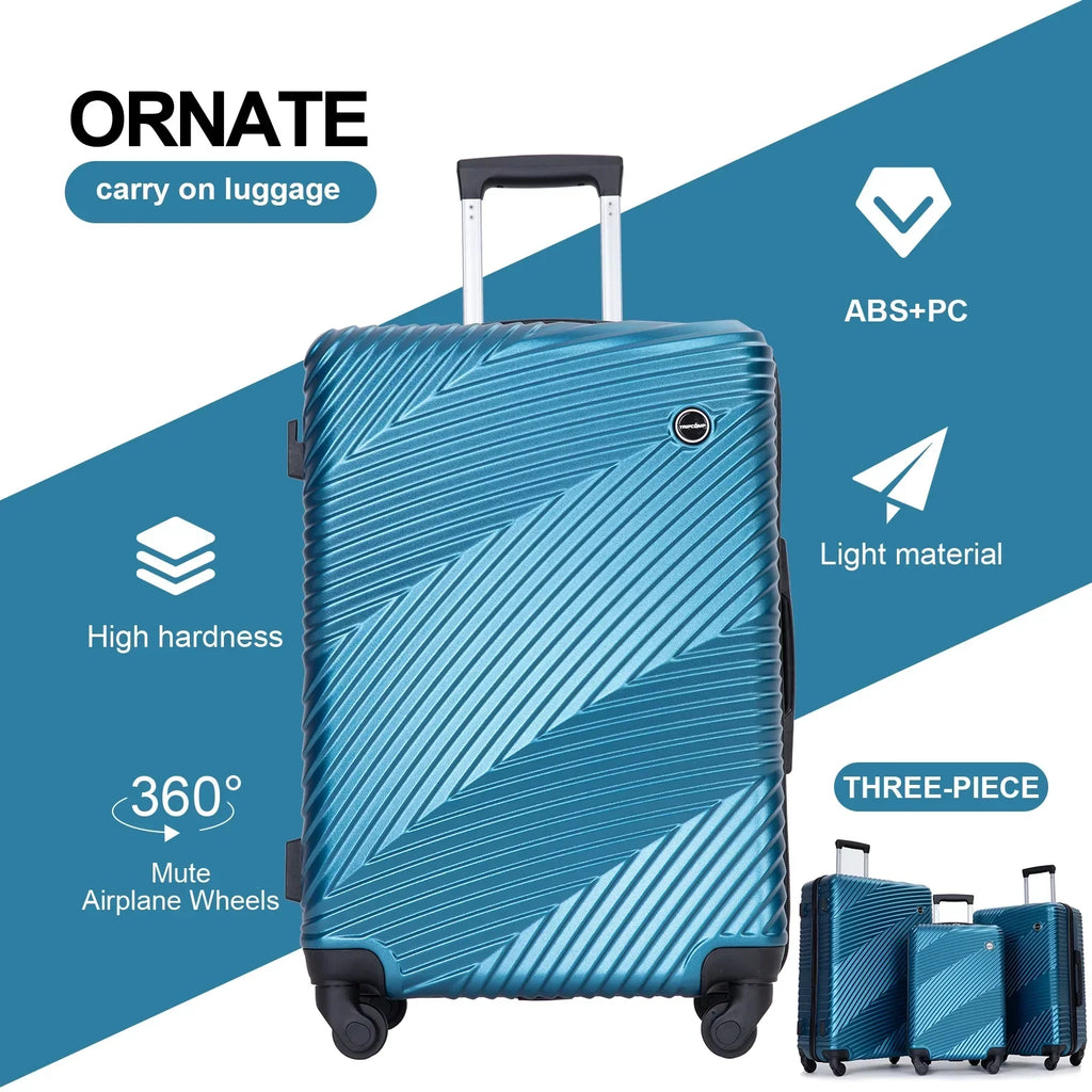2026 NewTripcomp Luggage 3 Piece Set,Suitcase with Spinner Wheels Hardside Lightweight Luggage 20in24in28in.(Blue)