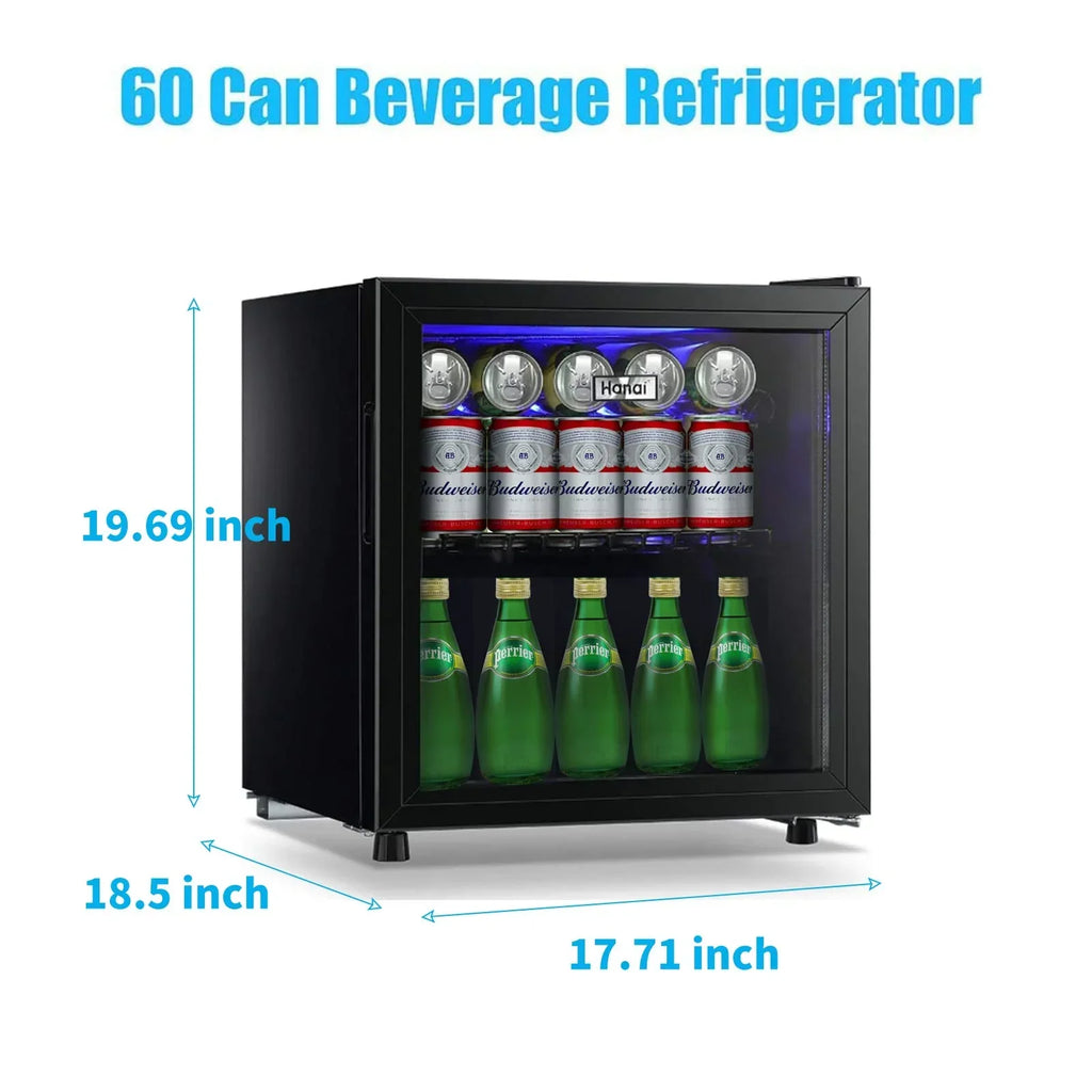 2026 New62-Can Beverage Cooler and Refrigerator, Small Mini Fridge for Home, Office or Bar with Glass Door and Adjustable Removable Shelves，Perfect for Soda Beer or Wine, Stainless Steel, 1.6 Cu.Ft.