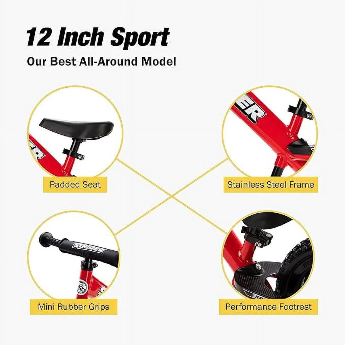 2026 NewStrider - 12 Sport Balance Bike. Ages 1 to 4 Years - Red