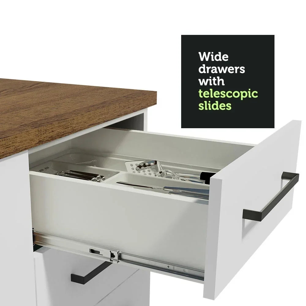 2026 NewMadesa Hazel Kitchen Storage Base Cabinet with 3 Drawers 23 Inch Wide Engineered Wood Painted Finish Floor Mount Removable Plinth - White