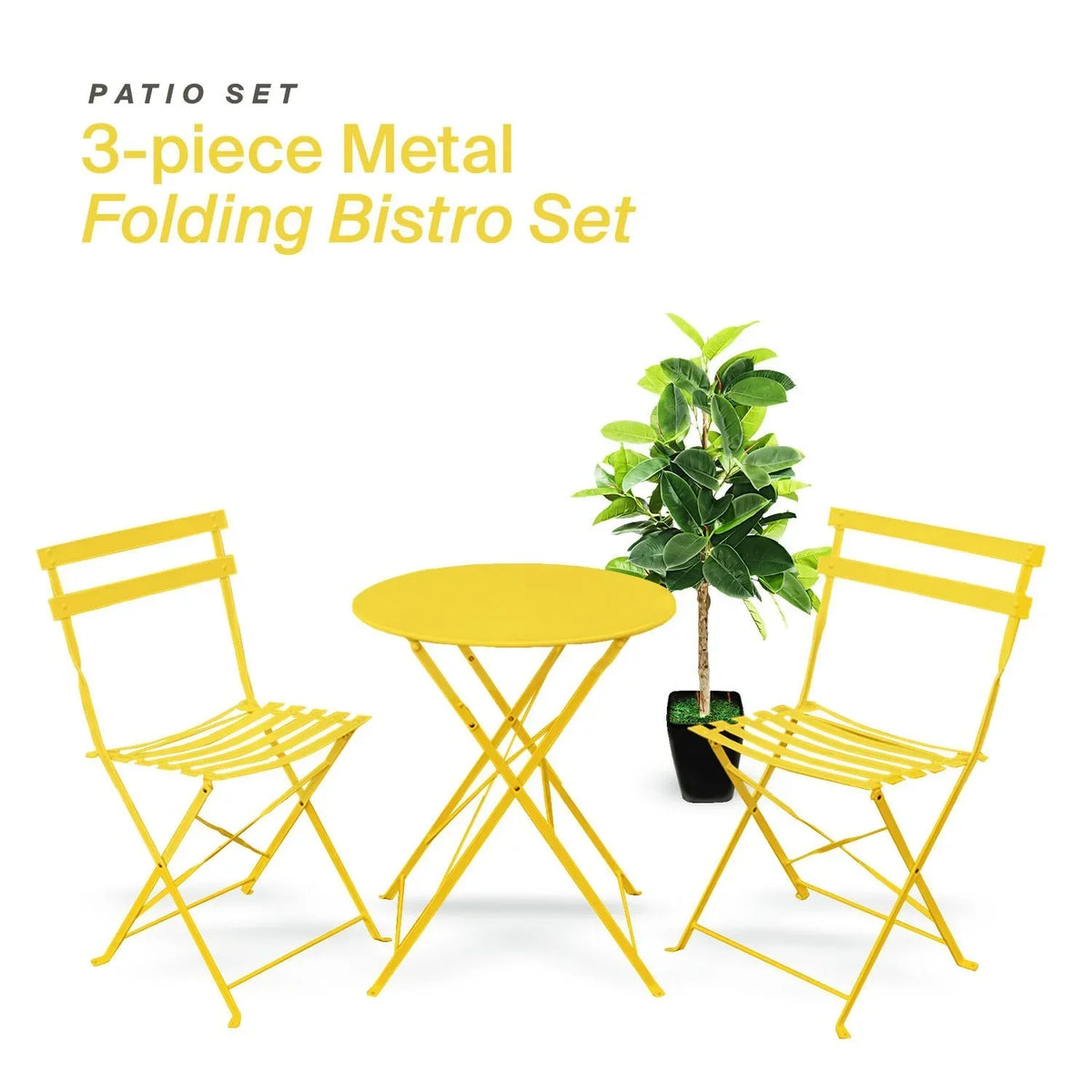 2026 NewAlin 3 Piece Relaxing Outdoor Furniture Set �?2 Handy Chairs With a Round Table - Yellow