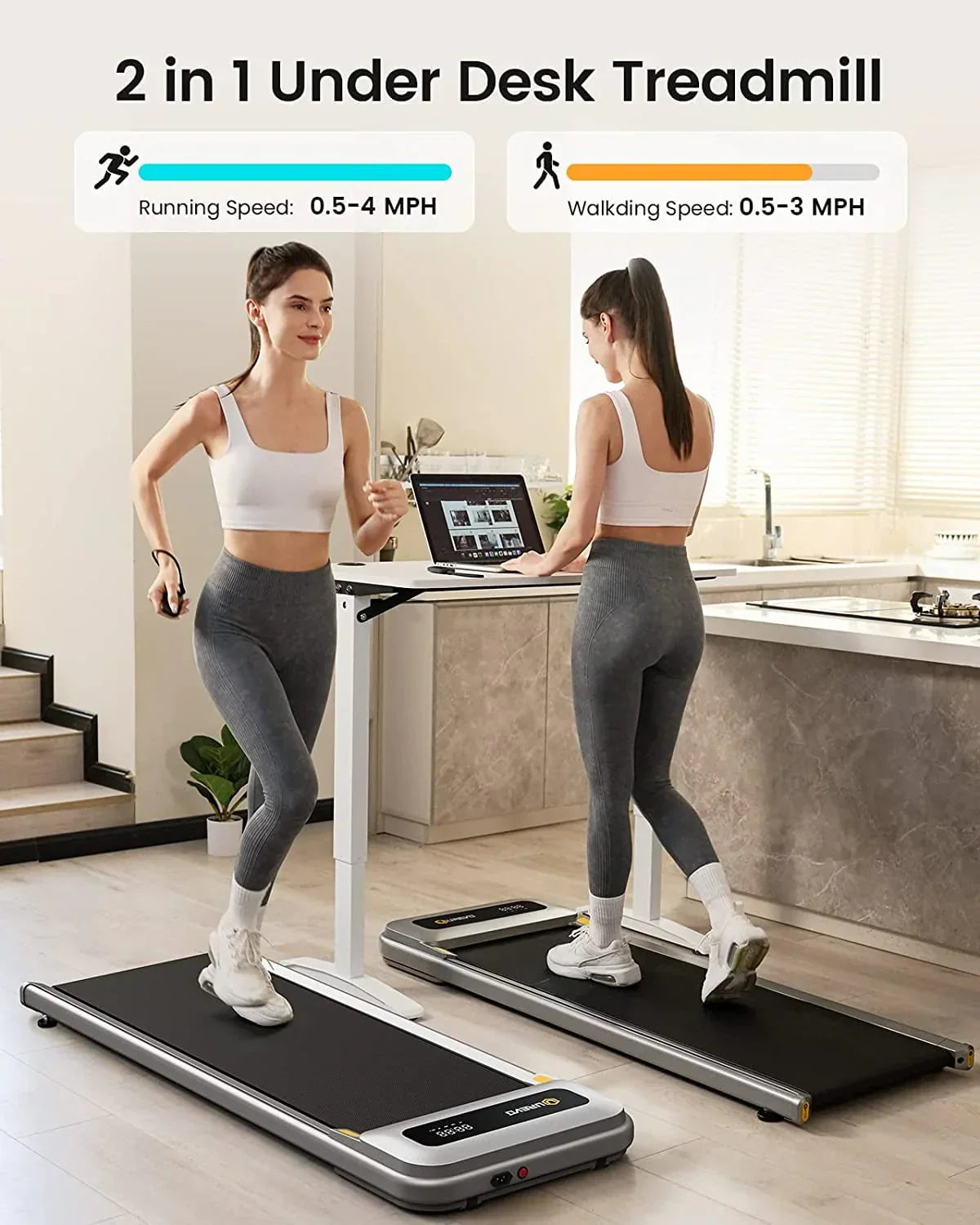 2026 NewUREVO Walking Pad Under Desks Treadmill, 2.25HP 265lb Capacity for Office Home with Remote Control
