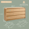 2026 Newwow97e Modern 8 Drawers Dresser for Bedroom, 55" Wide Wood Chest of Drawers w/Curved Profile Design, for Bedroom, Living Room, Natural Oak