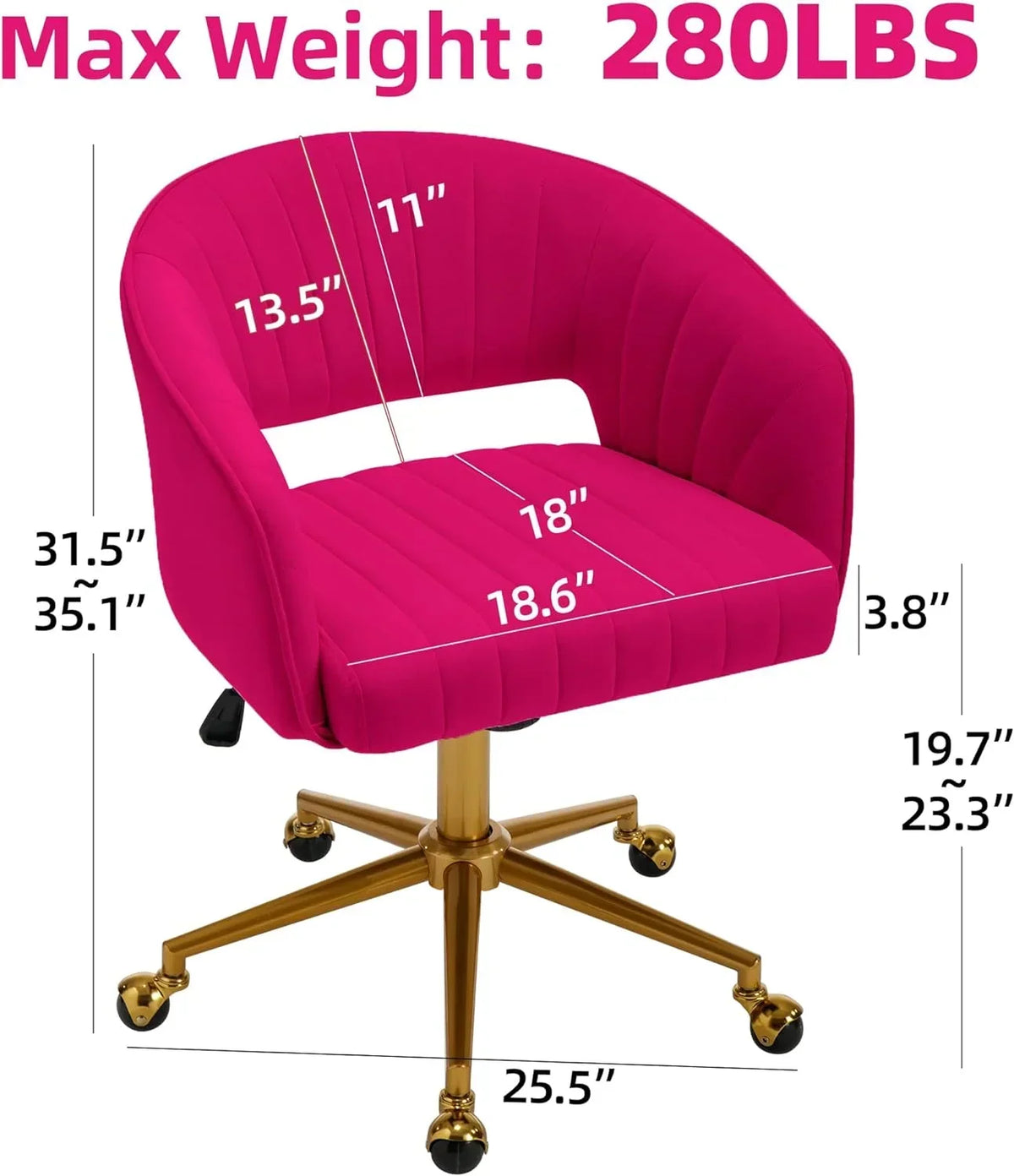 2026 NewWestice Home Office Desk Chairs, Velvet Task Chair, Height Adjustable Swivel Vanity Chair with Golden Base for Vanity Study, Living Room Computer Room, Beige