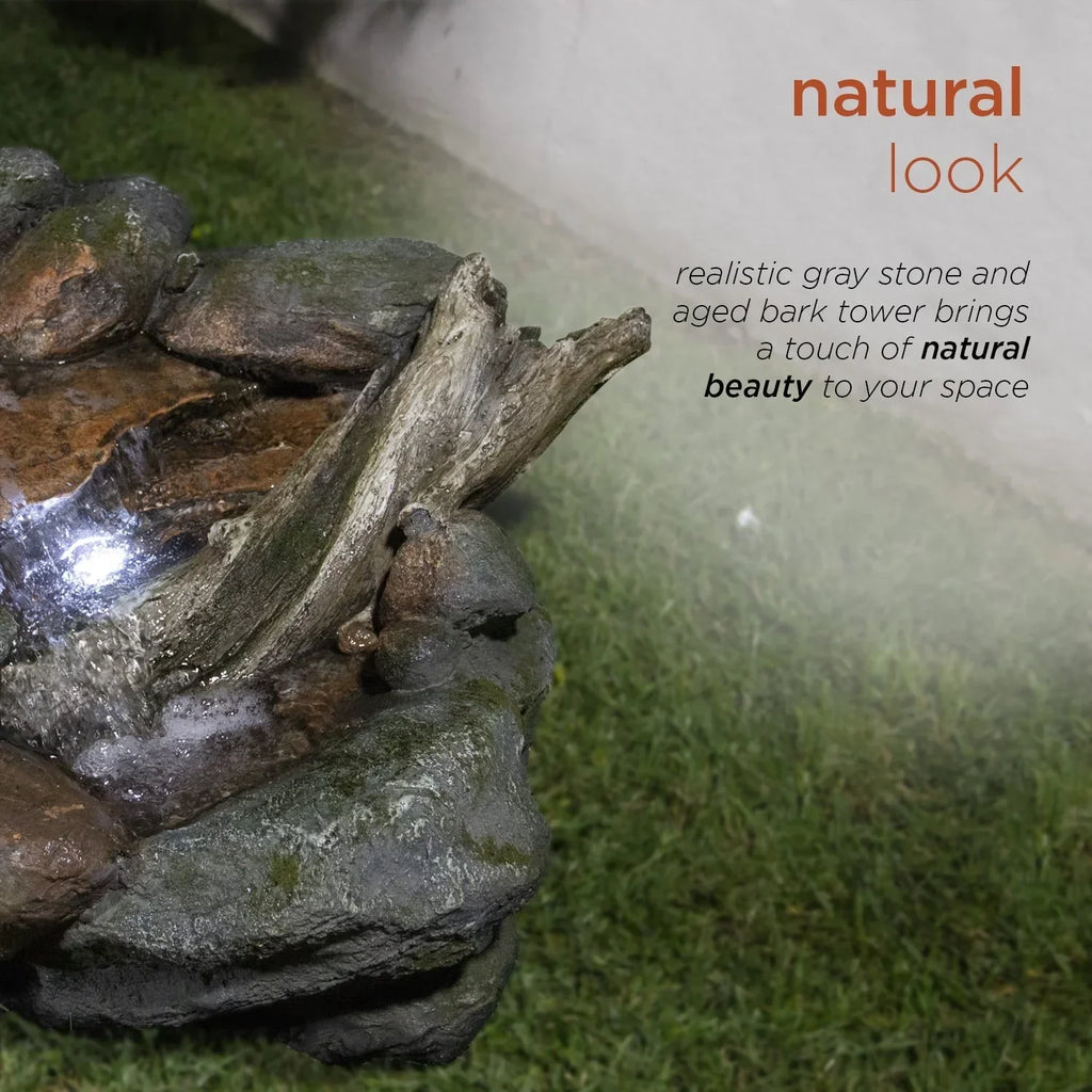 2026 NewAlpine Corporation Outdoor 3-Tier Rainforest Rock Water Fountain with LED Lights