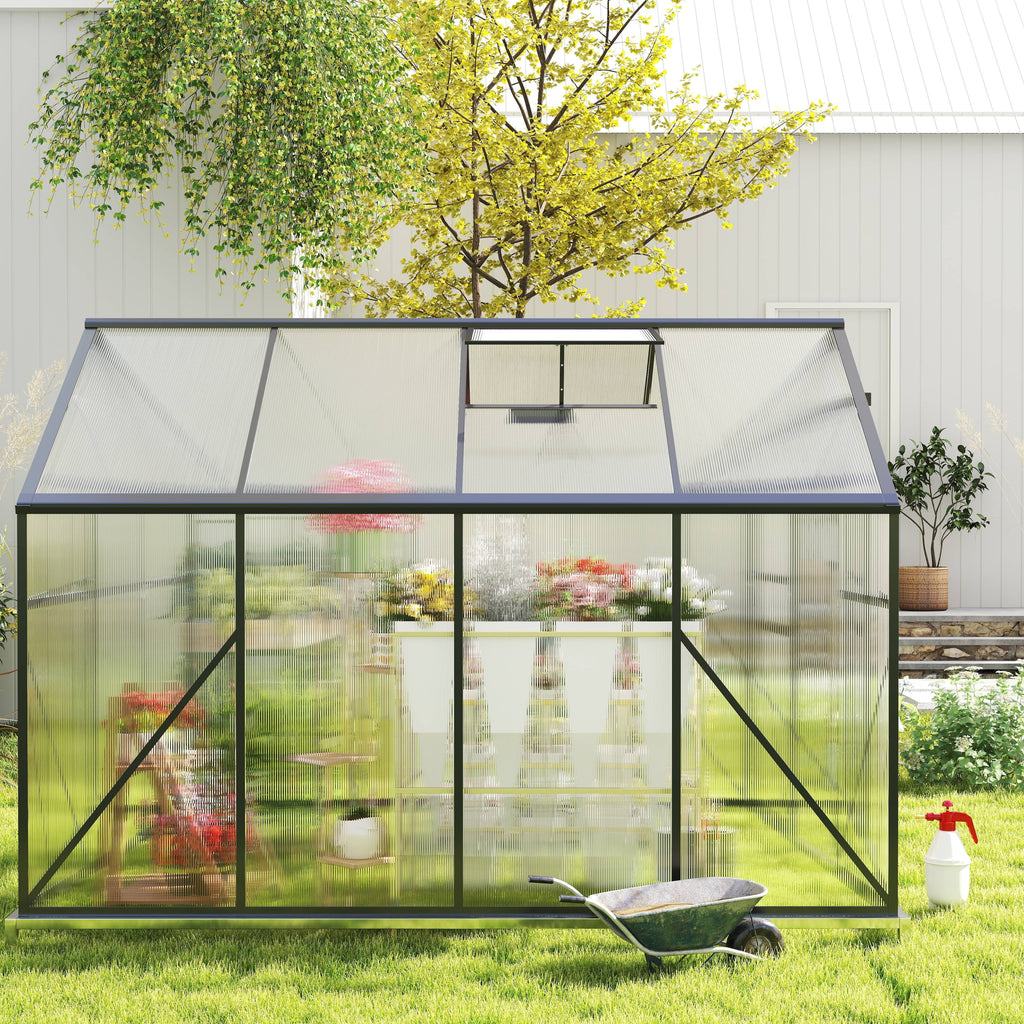 2026 NewAsofer 6' x 4' Greenhouse for Outdoors, Aluminum Walk-in Green Houses shed with Rain Gutter and Roof Vent for Backyard