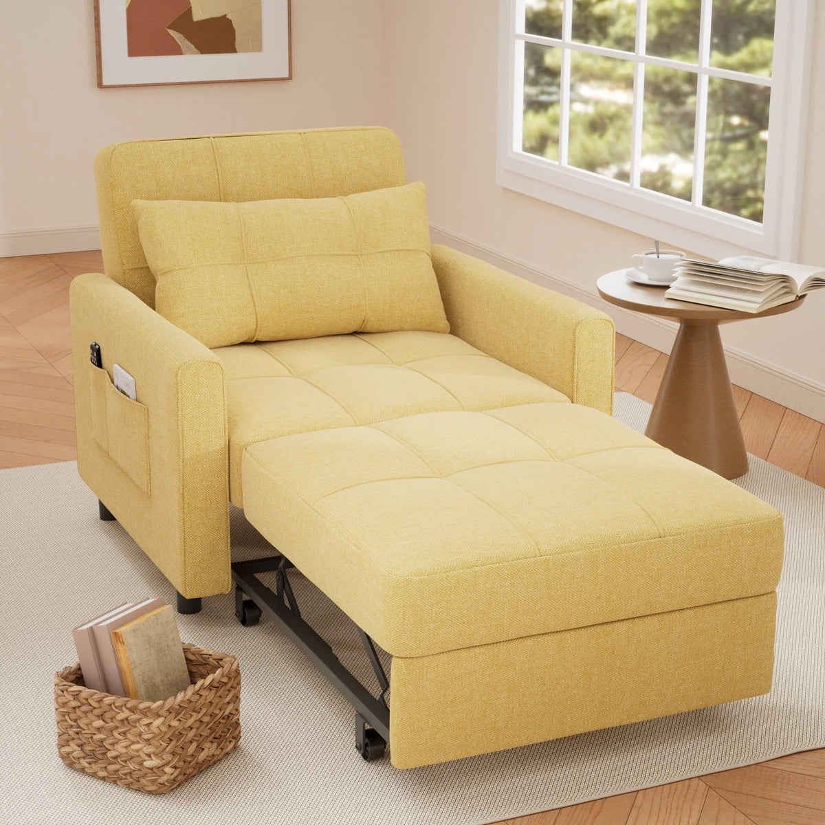 2026 NewSofa Bed, Lofka 3-in-1 Convertible Sleeper Sofa with Storage, Adjustable Backrest & Pull Out Function - Sleeper Chair for Small Space, Apartment, Dark Grey
