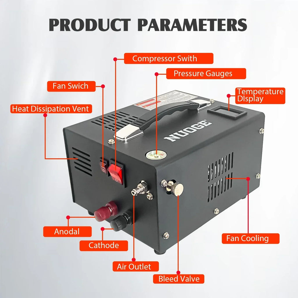 2026 NewNUOGE Pcp Air Compressor,4500Psi 12V DC or 110V AC W/Converter Paintball/Scuba Tank Compressor Pump