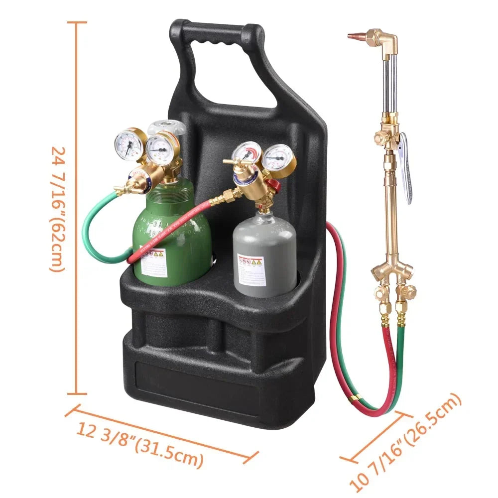 2026 NewYescom DOT Oxy Acetylene Torch Kit Gas Tank Brazing Welding Cutting Black Holder Gauge Portable Brass Nozzle Long Pipe Goggles Heavy Duty Oxygen Welder Tool Set