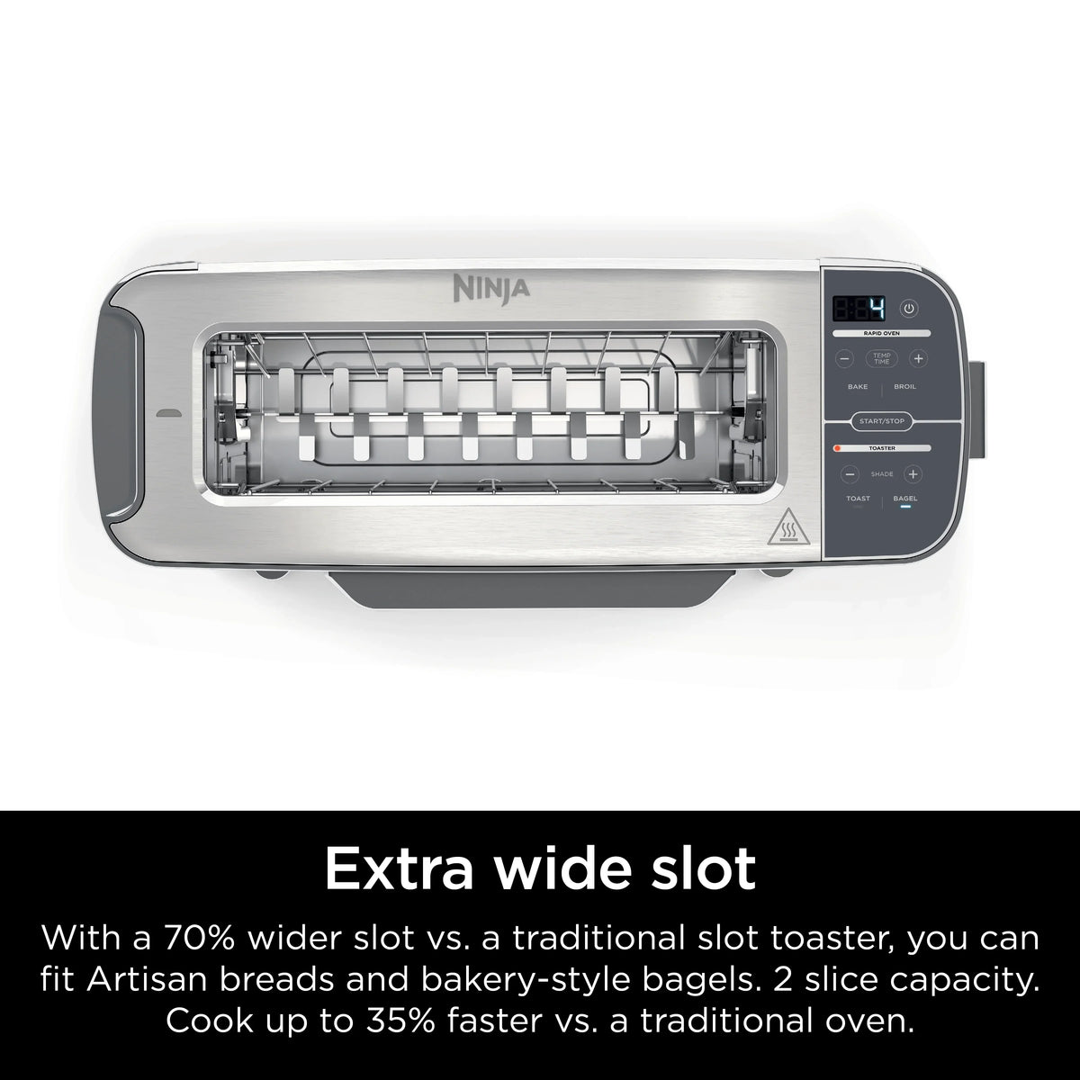 2026 NewNinja Foodi 2-in-1 Flip Toaster, 2-Slice Toaster, Compact Toaster Oven, Snack Maker, 1500 Watts, ST100