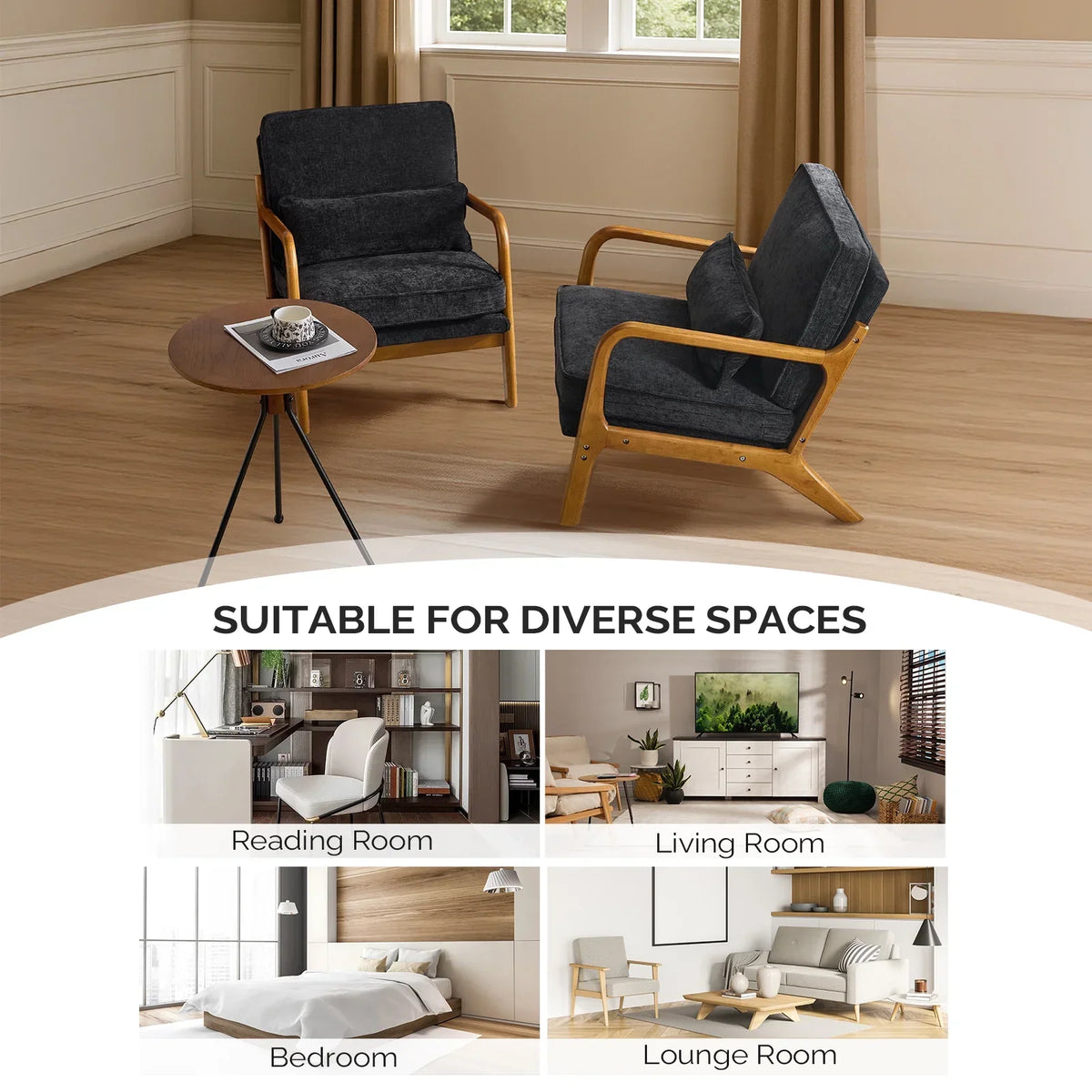 2026 NewKtaxon Accent Chair Corduroy Upholstered Armchair, Reading Club Chair with Pillow and Solid Wood Frame for Living Room Bedroom Furniture Off White