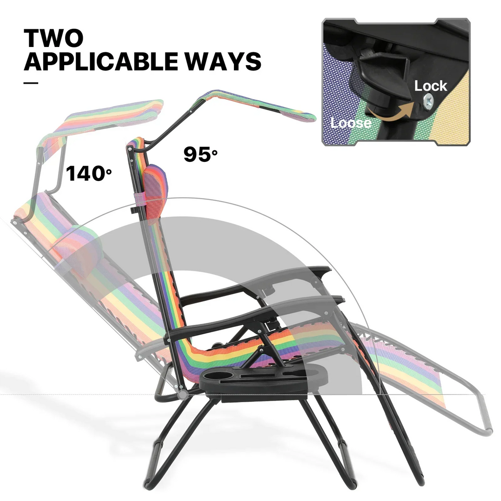 2026 NewMoNiBloom Zero Gravity Chairs Set of 2, Folding Outdoor Patio Beach Recliner with Canopy Shade & Headrest, Black