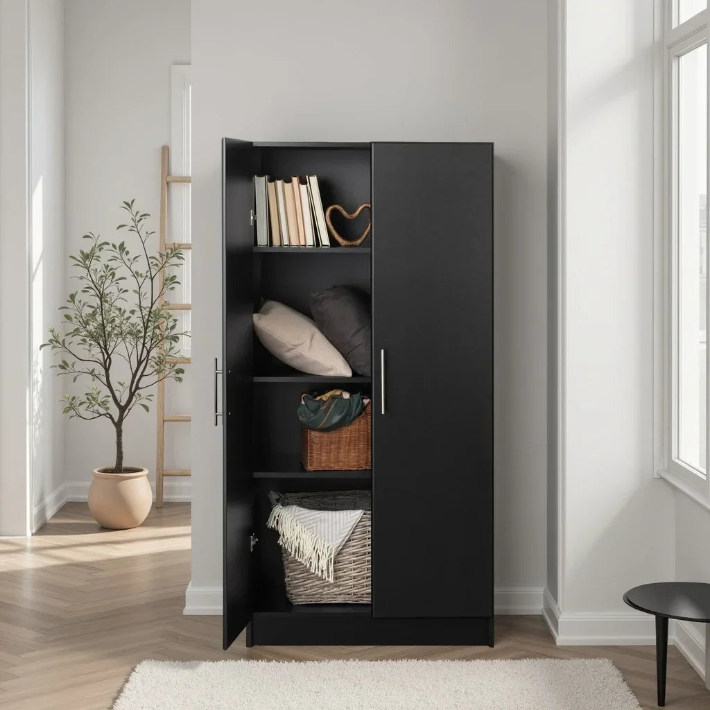 2026 NewPrepac Adjustable Shelves Cabinet - Functional Tall Garage Table, 16"D x 32"W x 65"H Freestanding Garage Cabinet with 2-Doors, Espresso - EES-3264
