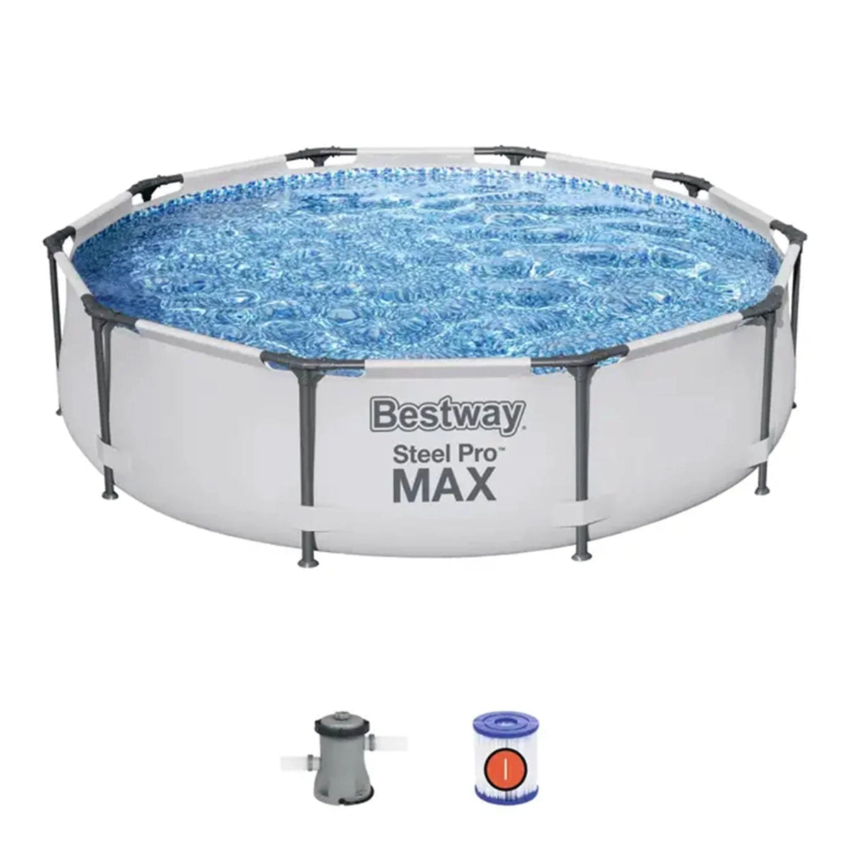 2026 NewBestway Steel Pro MAX 10'x30" Above Ground Outdoor Swimming Pool with Pump Metal frame pools Round