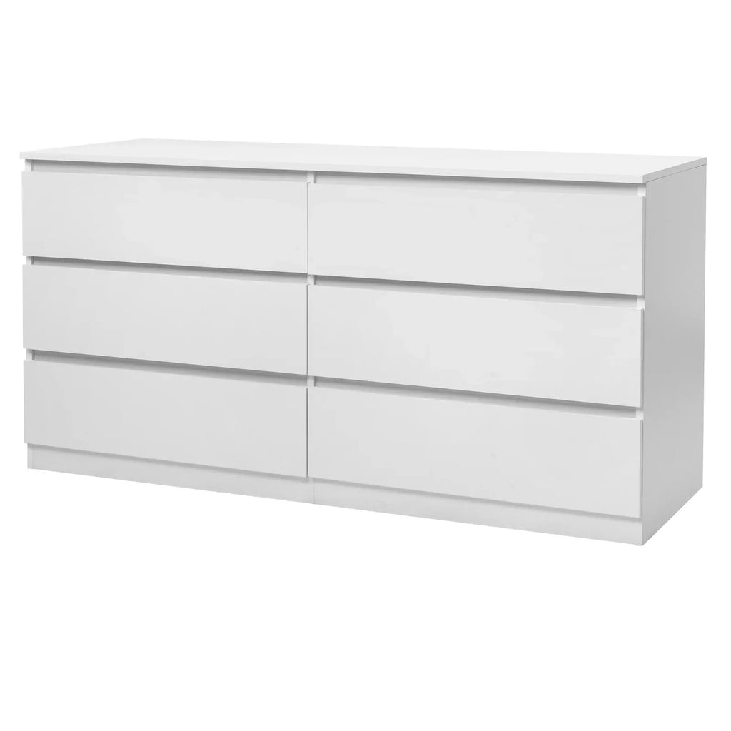 2026 NewKtaxon 6 Drawer Double Dresser Wood Dresser Storage Cabinet Drawer Organizer Chest Of Drawers, White