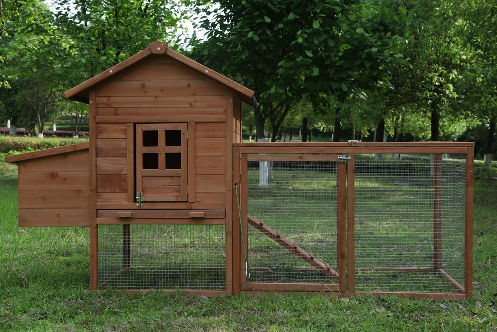 2026 NewOutdoor Medium 80'' Wooden Chicken Coop Nest Box Hen House Poultry Cage Pet Hutch Garden
