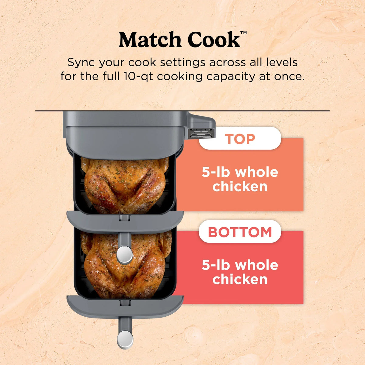 2026 NewNinja DoubleStack XL 2-Basket Air Fryer, DoubleStack Technology Cooks 4 Foods at Once, Space Saving Design, 10 QT, 4-in-1, Smart Finish & Match Cook, SL400