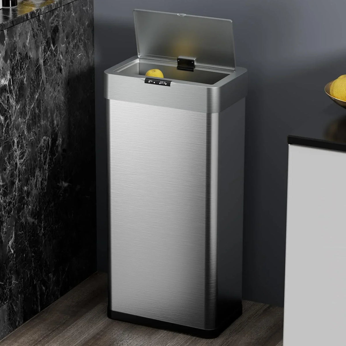 2026 NewLAZY BUDDY 60 Liter / 16 Gallon Stainless Steel Motion Sensor Trash Can for Kitchen, Bathroom, Rectangular
