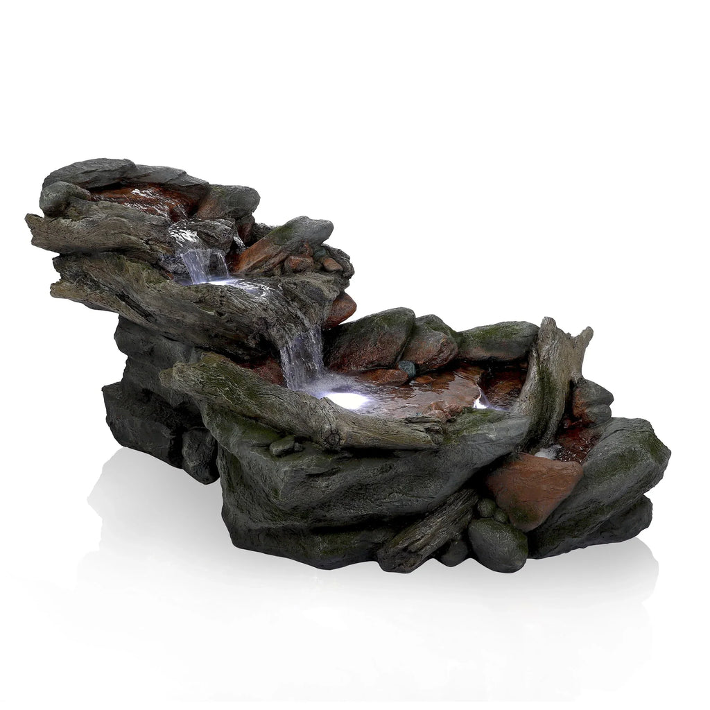2026 NewAlpine Corporation Outdoor 3-Tier Rainforest Rock Water Fountain with LED Lights