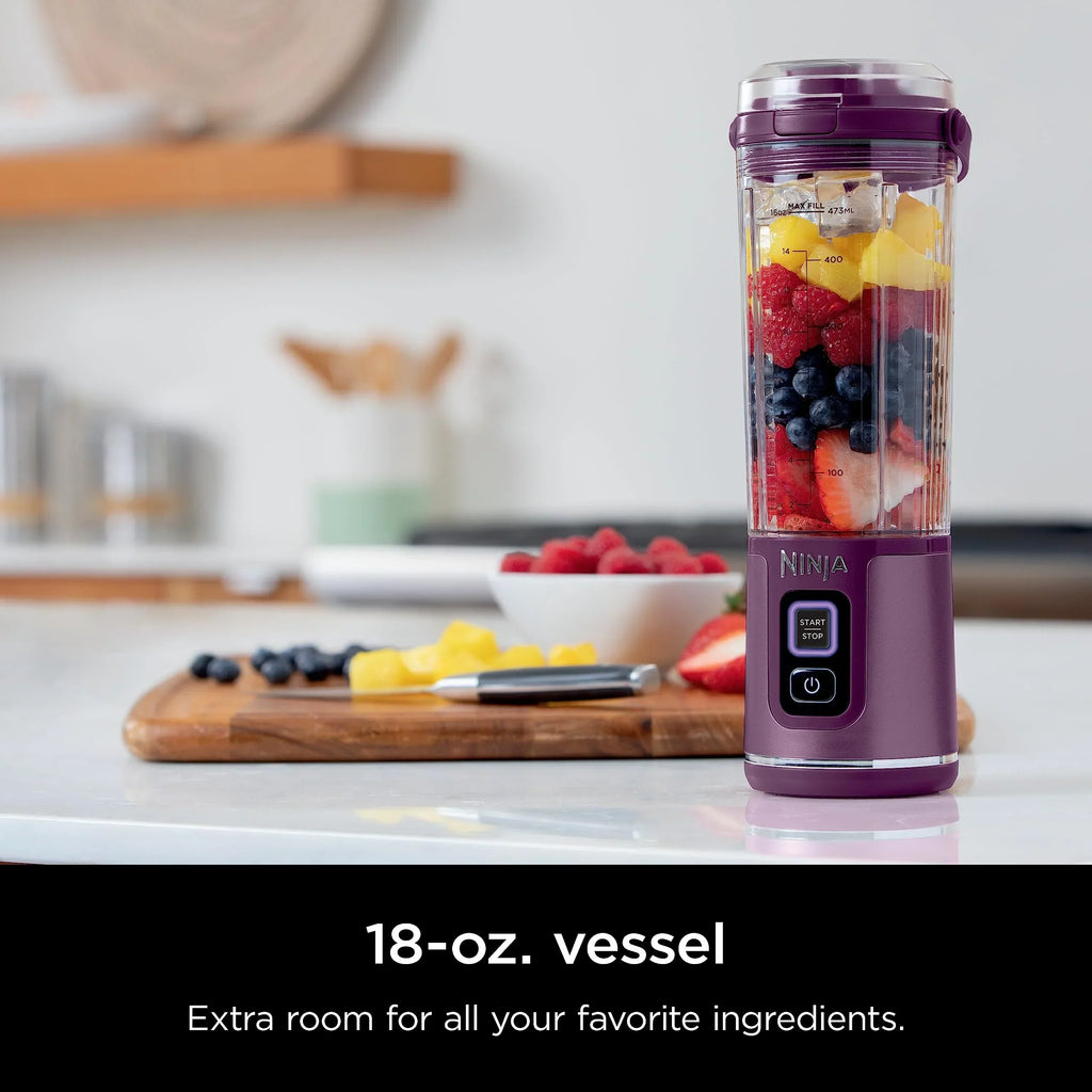 2026 NewNinja Blast Portable Blender, Cordless, 18oz. Vessel, Personal Blender for Shakes & Smoothies, BPA Free, Leakproof Lid & Sip Spout, USB-C Rechargeable, Dishwasher Safe Parts, Metallic Purple,
