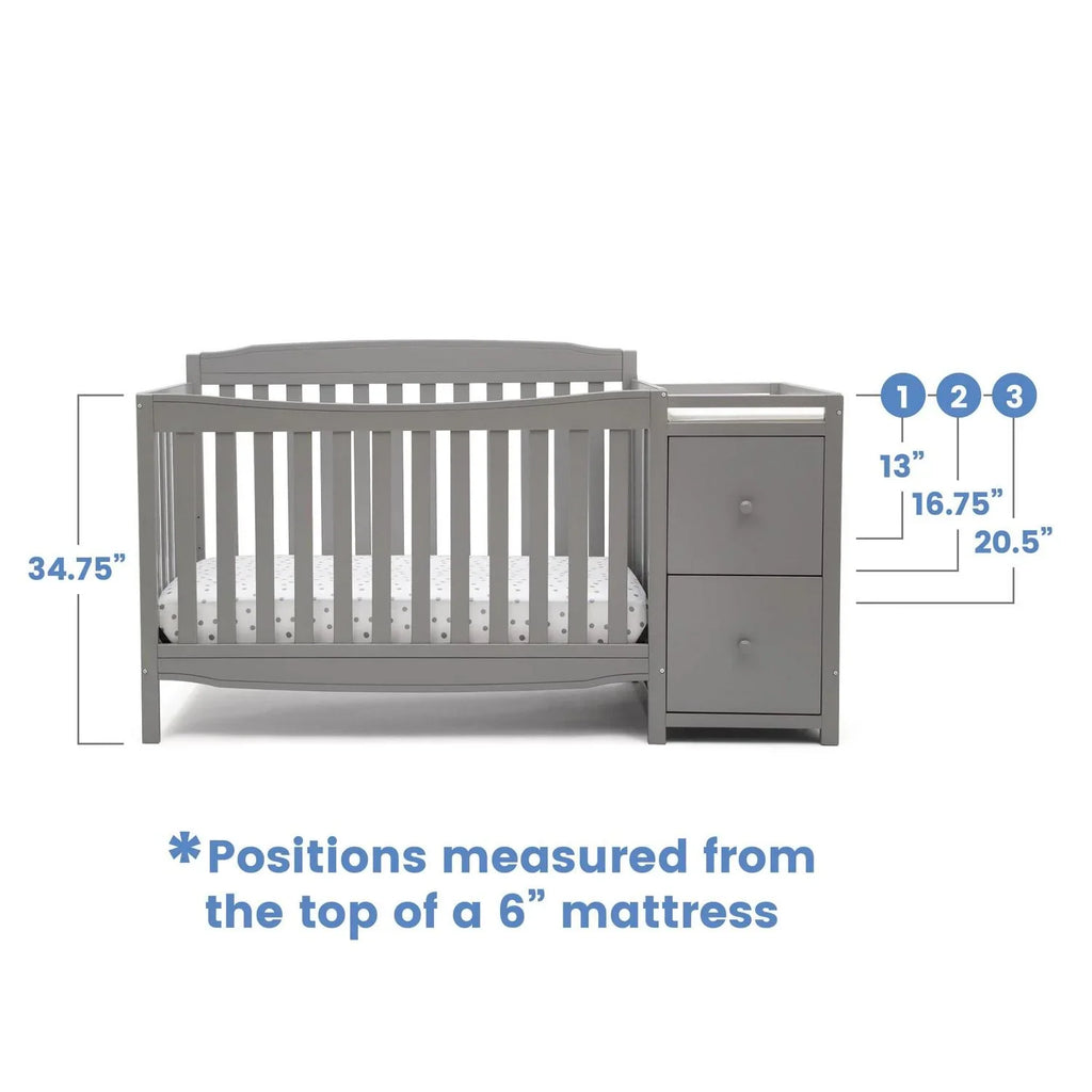 2026 NewDelta Children Mason 6-in-1 Convertible Crib and Changer. Gray