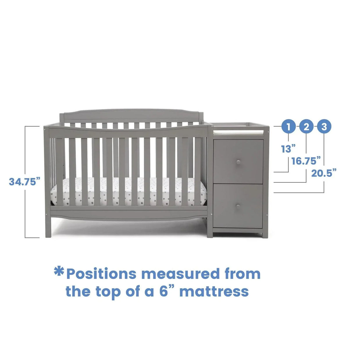2026 NewDelta Children Mason 6-in-1 Convertible Crib and Changer. Gray