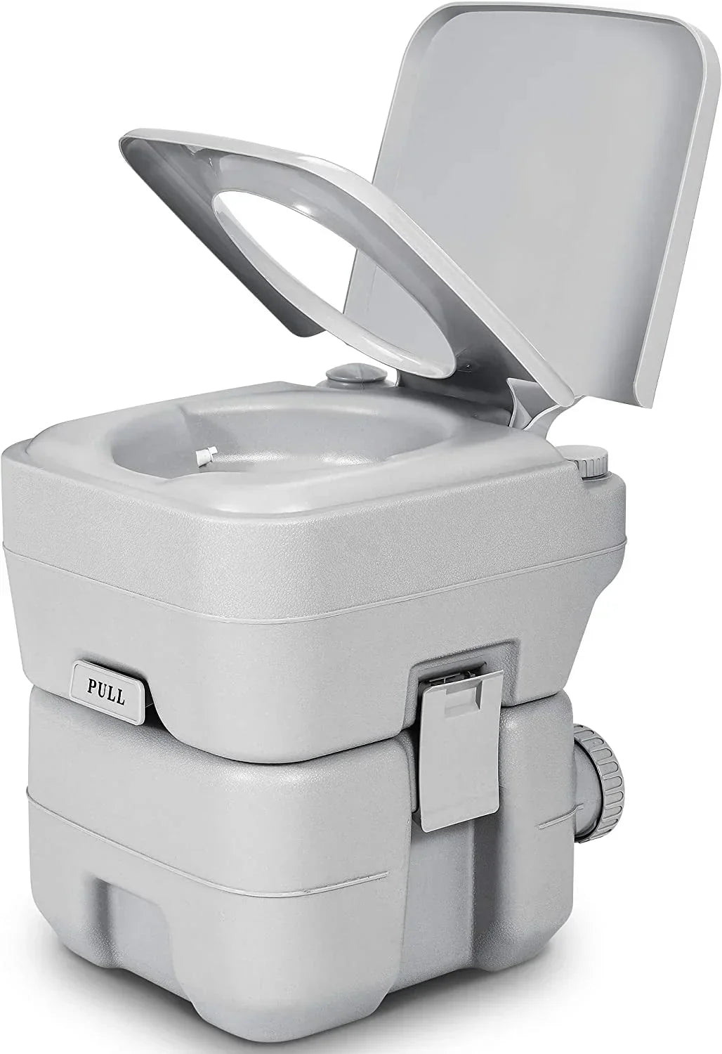 2026 NewDextrus 5.3 Gallon Portable Toilet With Detachable Tank, Double Outlet Water Spout, Press Flush Pump, Travel RV Potty for Camping, Boating, Hiking, Trips, White&Gray