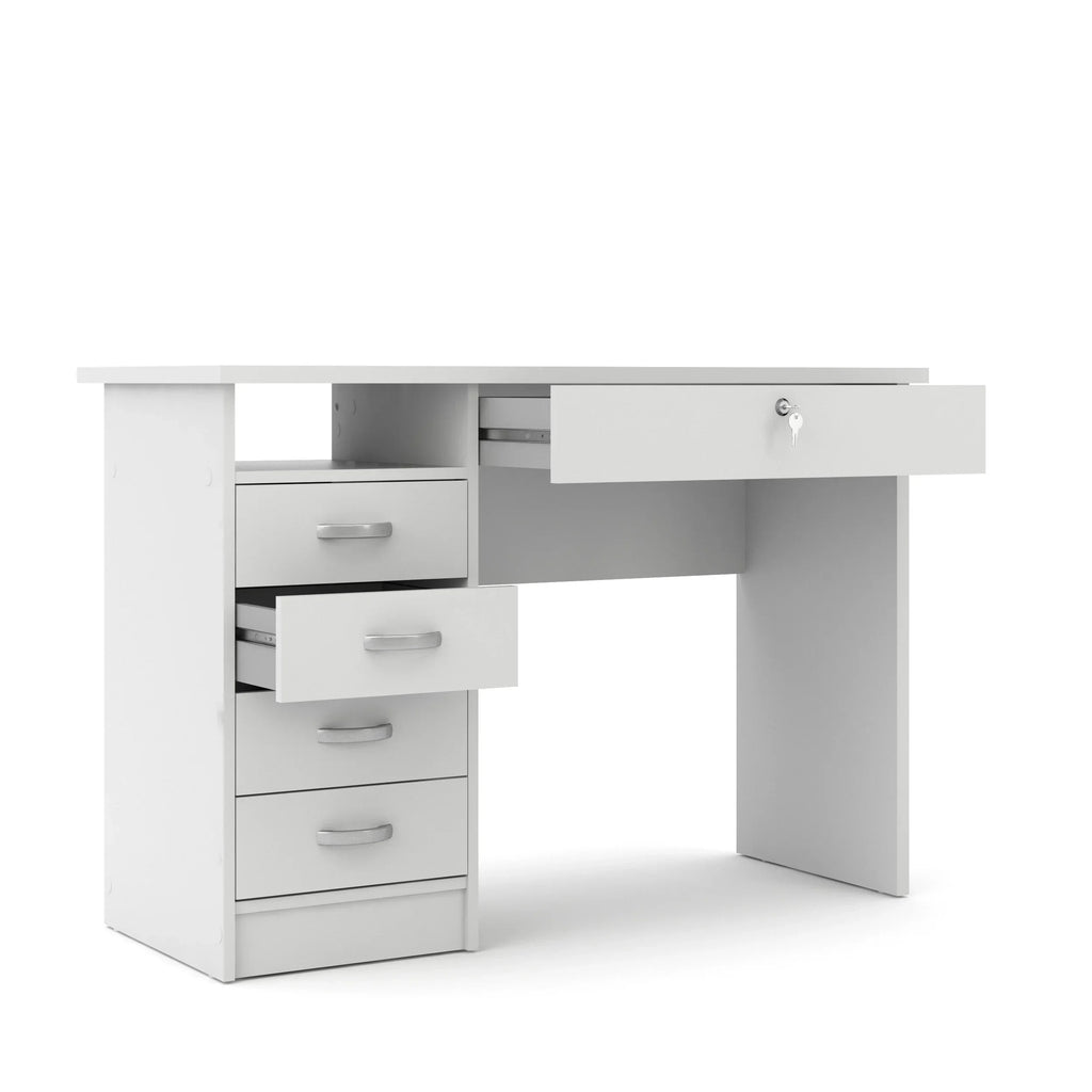 2026 NewTvilum Walden 5 Drawer Office Desk with 1 Locking Drawer for Adults, White