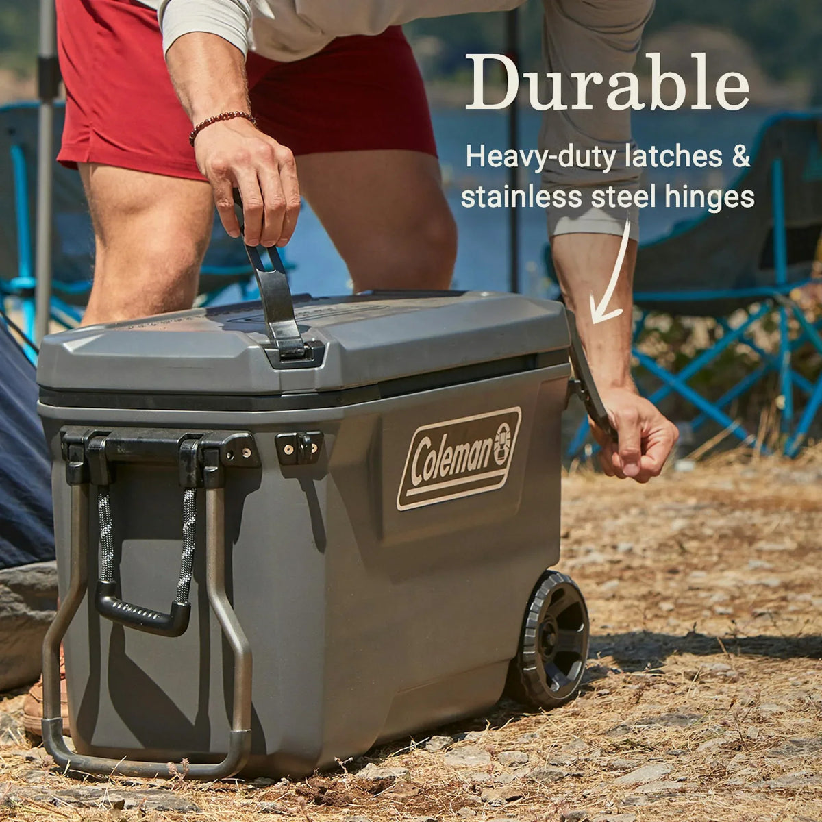 2026 NewColeman Convoy Series 65-Quart Hard Cooler with Wheels, up to 48 Cans, Brown Walnut Color