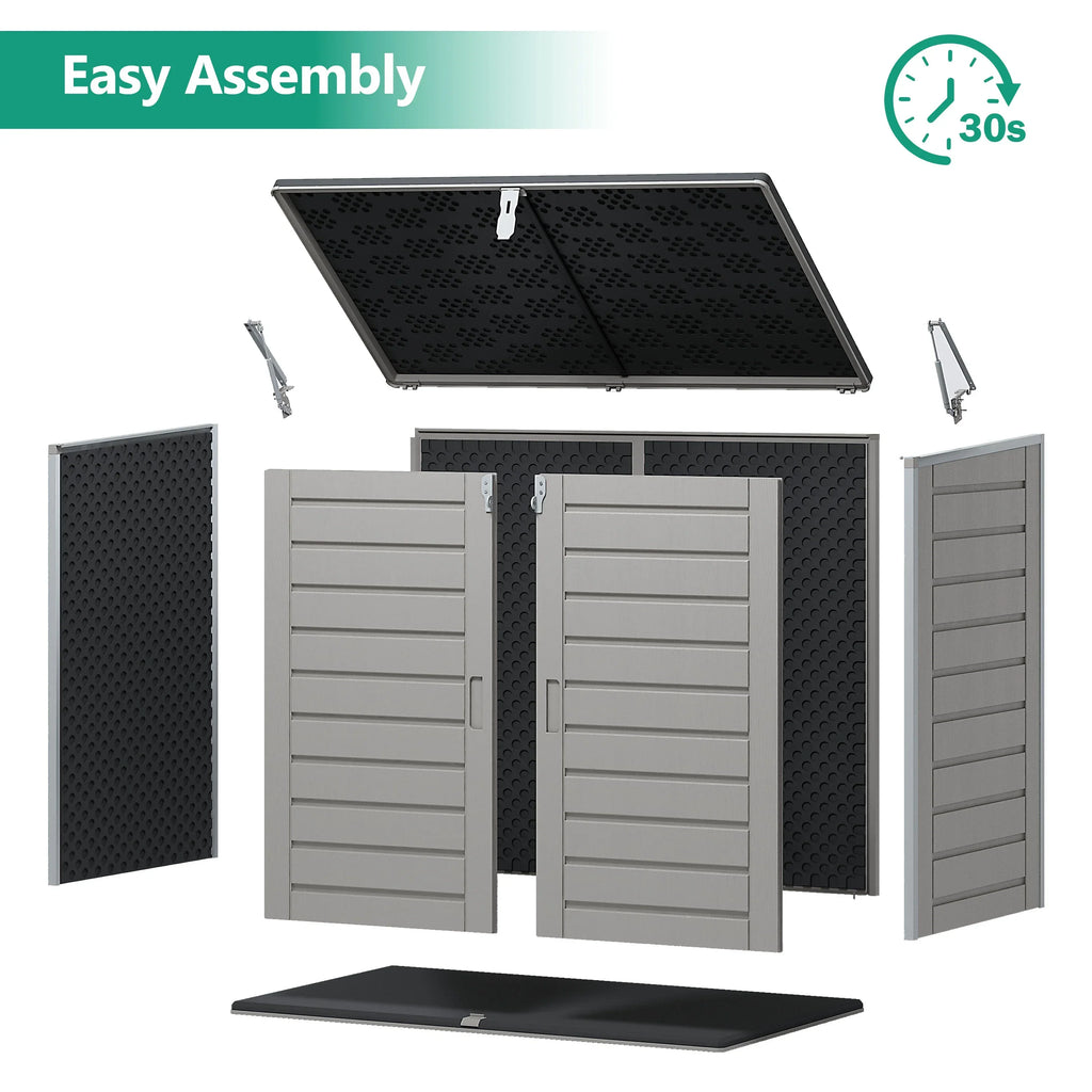 2026 New51 Cu Ft Outdoor Storage Shed, Resin Storage Cabinet with Door & Lock, Multi-Purpose Outdoor Shed for Garbage Cans, Garden Tools, Bikes, Easy to Assemble, Gray