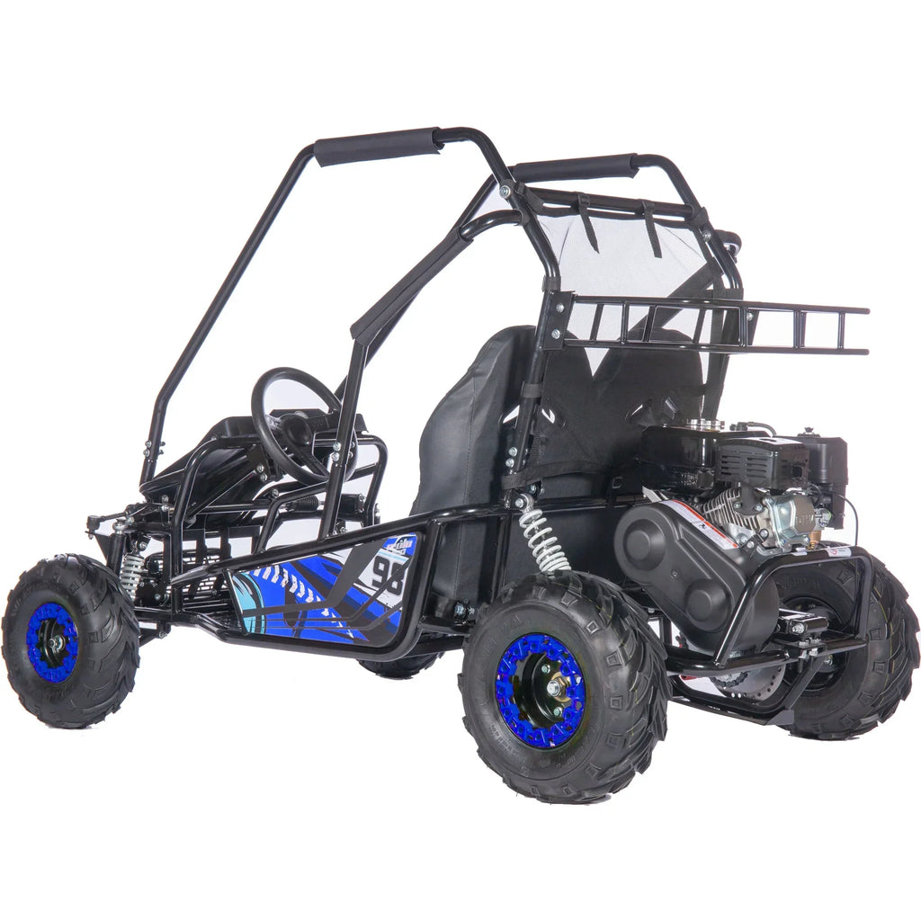 2026 NewMotoTec Mud XL 212cc 2 Seat Go Kart Full Suspension Blue