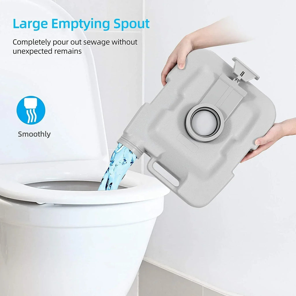 2026 NewDextrus 5.3 Gallon Portable Toilet With Detachable Tank, Double Outlet Water Spout, Press Flush Pump, Travel RV Potty for Camping, Boating, Hiking, Trips, White&Gray