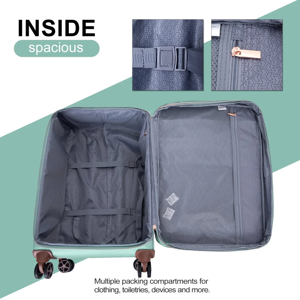 2026 NewTravelhouse 4 Piece Luggage Set Softside Expandable Lightweight Suitcase with Double Spinner Wheels.(Black)