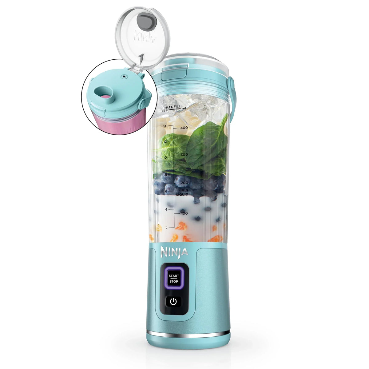 2026 NewNinja Blast Portable Blender, Cordless, 18oz. Vessel, Personal Blender for Shakes & Smoothies, BPA Free, Leakproof Lid & Sip Spout, USB-C Rechargeable, Dishwasher Safe Parts, Metallic Purple,