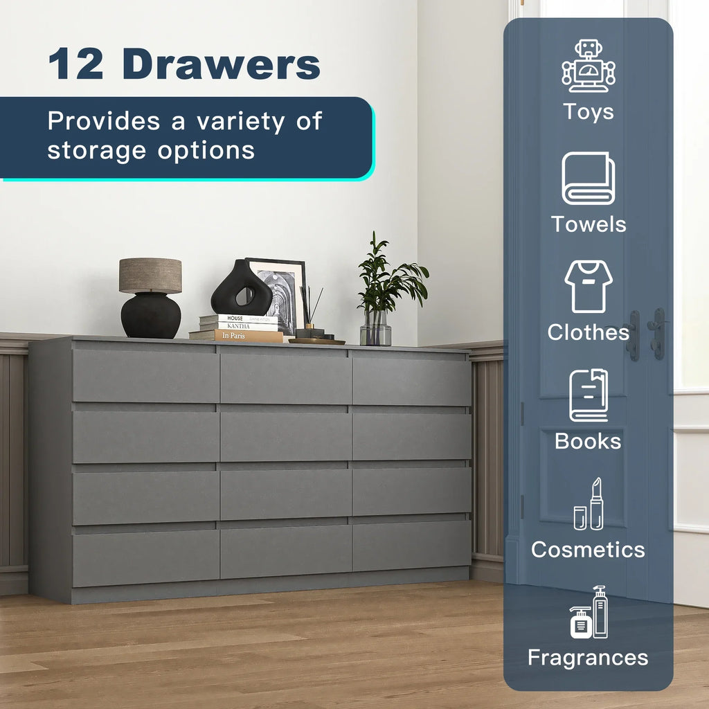 2026 NewKadyn Modern 6 Drawer Dresser Wood Cabinet,Dresser for Bedroom, Kitchen Storage Cabinet with Drawers, Chest of Drawers(Black)