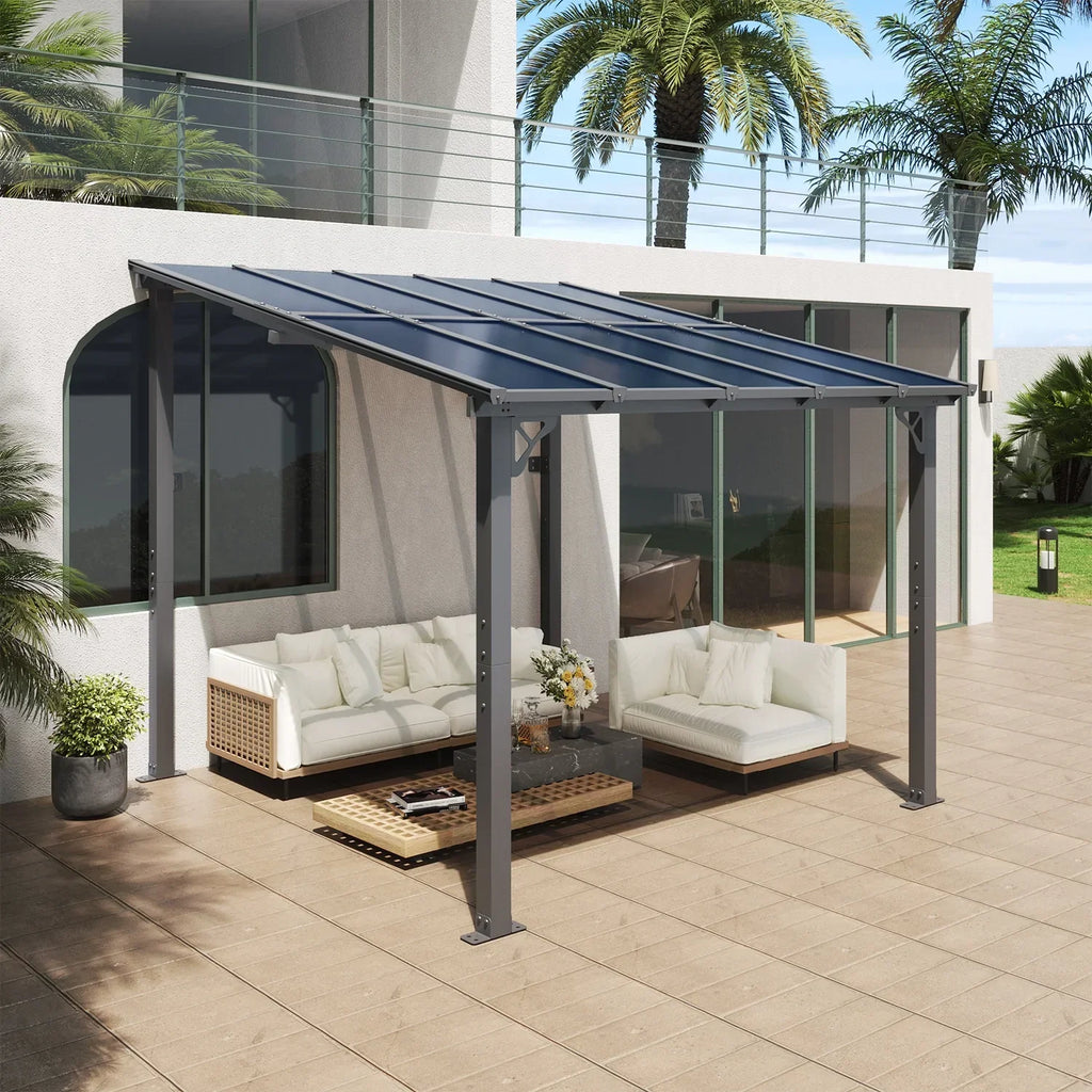 2026 NewAoxun 8' x 5' Gazebo for Patio, Gazebo Pergola with Sloped Roof, Grill Gazebo Large Wall-Mounted Heavy Duty Awnings, for Backyard, Deck, Patio