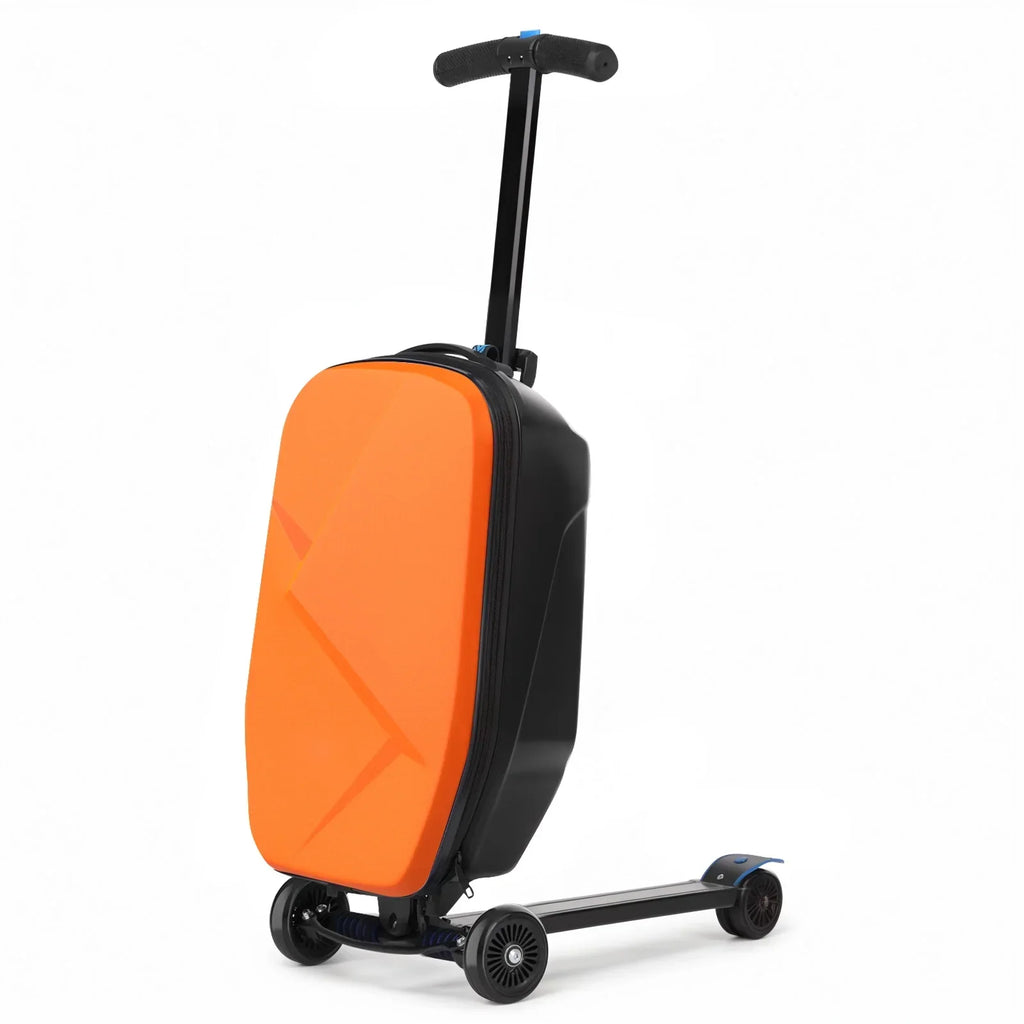 2026 NewAdvwin Scooter Luggage for Kids & Adults, Hardside Ride on Suitcase for Kids Ages 4-15 Multifunctional Lightweight Foldable Carry on Luggage with Wheels Ride on for Children Teenagers, Pink