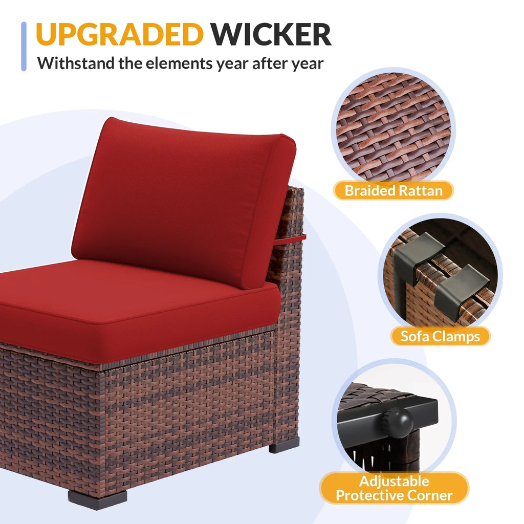 2026 NewELPOSUN 7 Pieces Patio Furniture Set, Outdoor Furniture Sectional Rattan Sofa for Backyard Garden Dark Grey