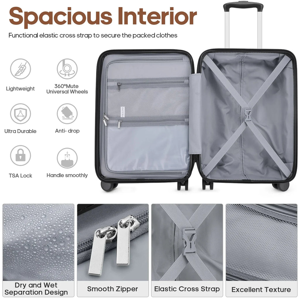2026 NewMIUSSE Luggage Sets 3 Piece, 20 Inch Carry On Luggage with Wheels, 100% PC Hardshell Suitcase with TSA Lock, Carry On Suitcases Airline Approved With Travel Backpack for Men Women