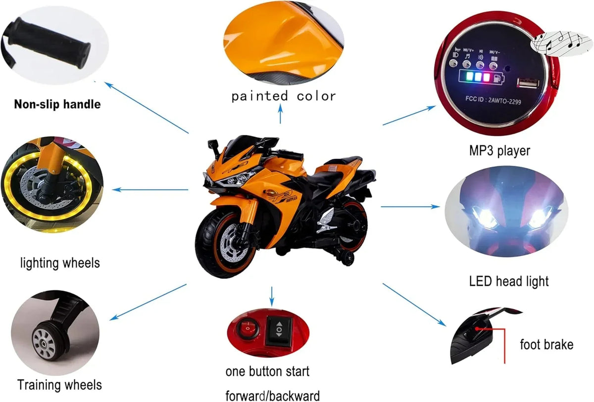 2026 New2 Seats Electric Dirt Bike Motorcycle for Kid 3-8, 12V Kids Motorcycle with Manual Throttle, Lighting Wheels, Music Function, Max Load 99LB (Blue)