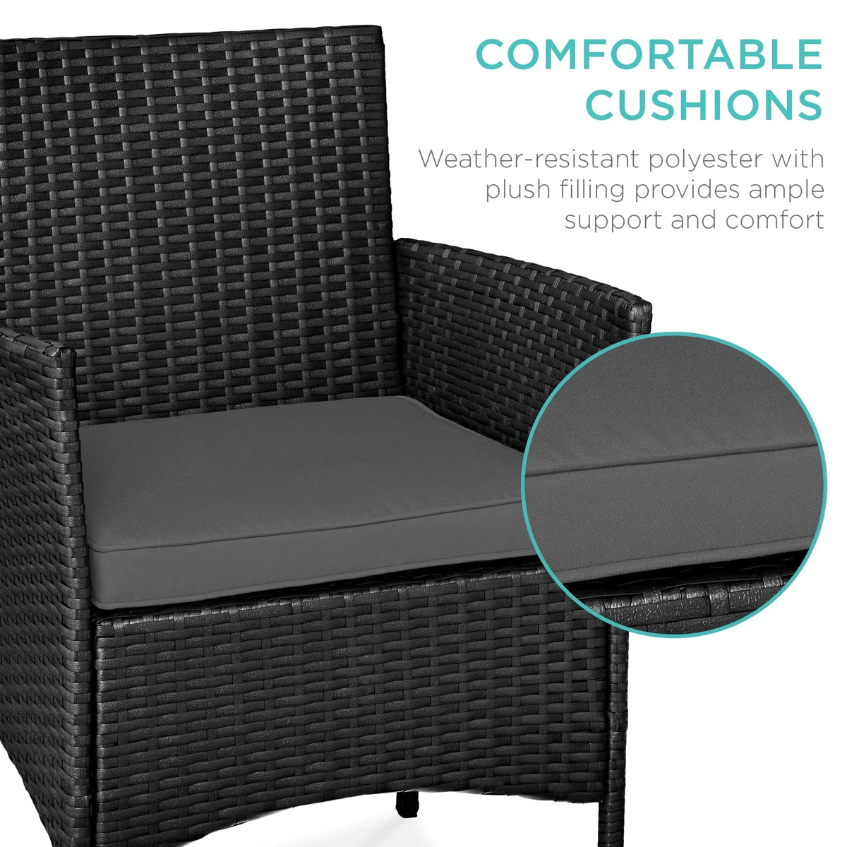 2026 NewBest Choice Products 3-Piece Outdoor Wicker Conversation Patio Bistro Set, w/ 2 Chairs, Table - Gray/Navy
